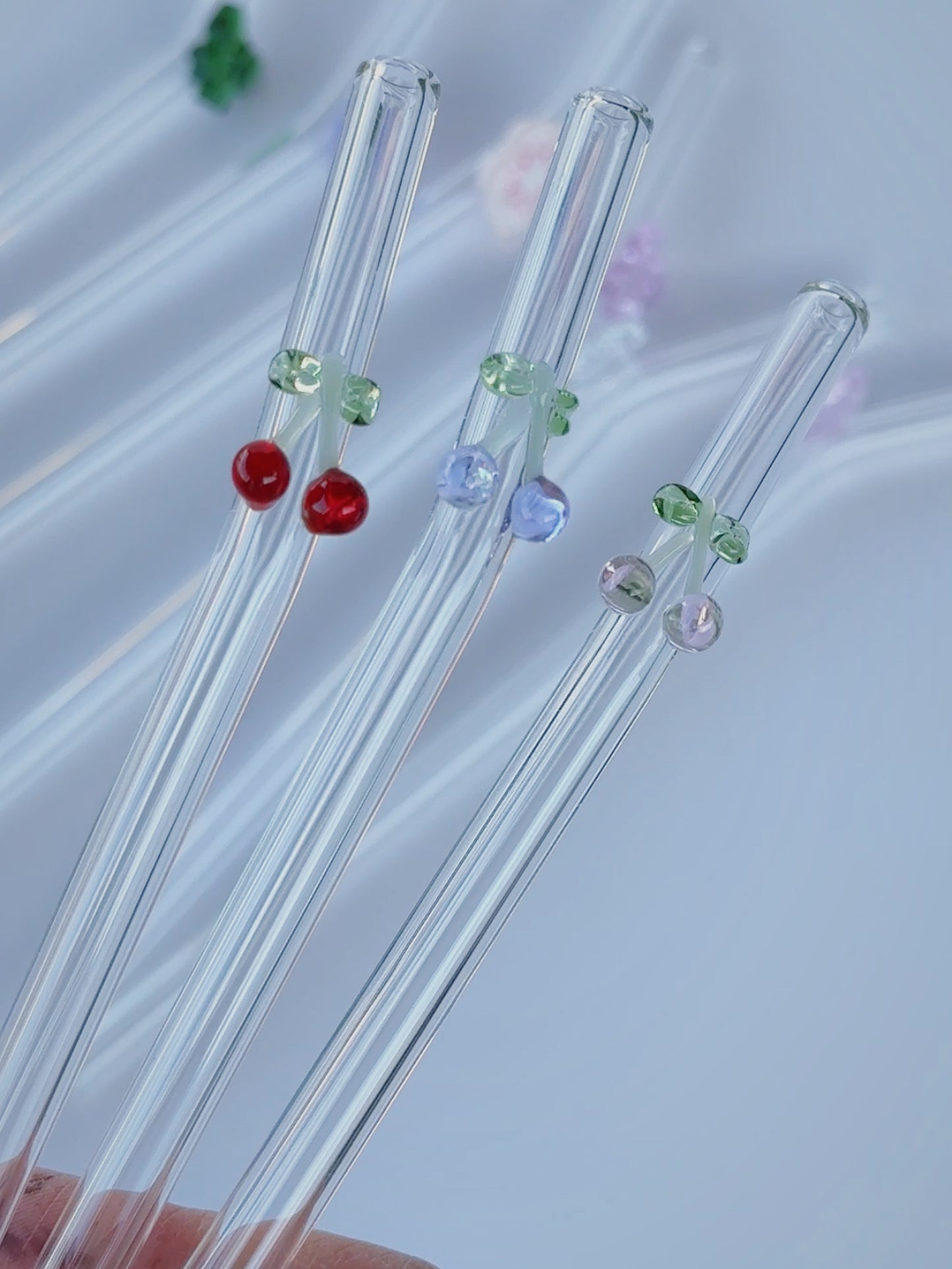 Glass Straws with Charms