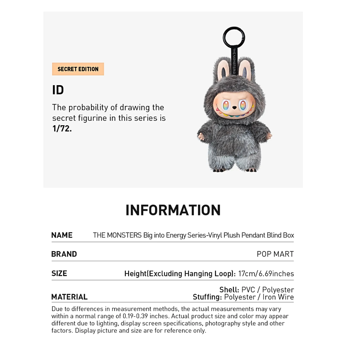 Pop Mart Labubu The Monster Big into Energy Series Vinyl Plush Pendant Sealed Case (Blind Box)