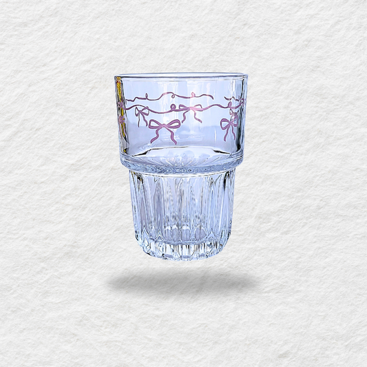 Bowknot Pink Glass Cup